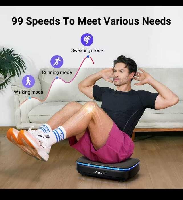 MERACH Vibration Plate Exercise Machine with Bluetooth & Light, Lymphatic Drainage Machine, Whole Body Workout Vibration Platform for Wellness and Fitness