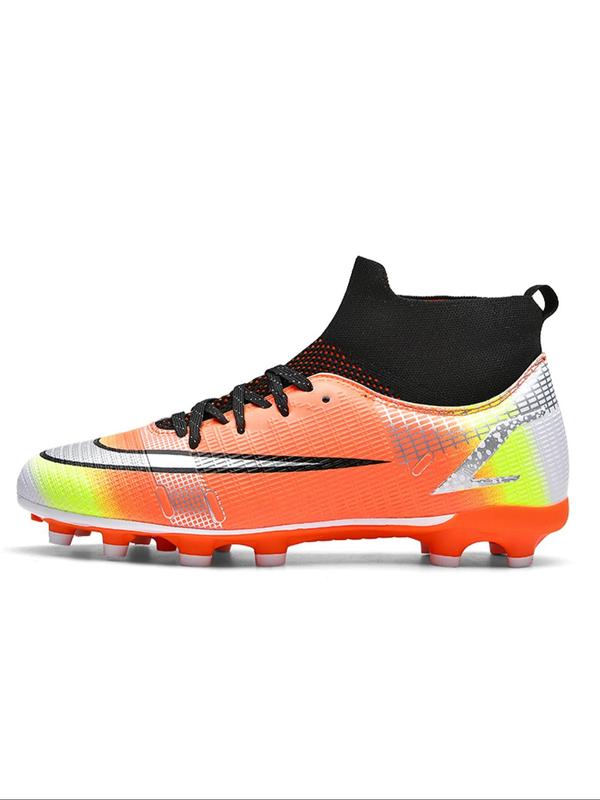 Men's Colorblock Lace Up High Top Football Shoes, Comfortable Breathable Football Cleats, Professional Football Shoes for Outdoor Training & Competition