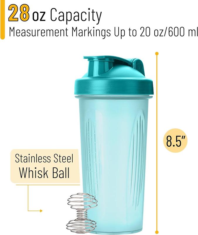 Shaker Bottles for Protein Mixes, 20 oz, Shaker Bottle with Wire Whisk Ball, Protein Shaker Bottle, Shaker Cup, Protein Shaker, Protein Shake Bottle, Bottle Shaker, Shake Bottle