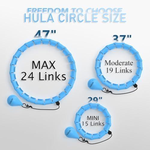 Weighted Hula Circle with 24 Links for Adults Weight Loss, Infinity Fitness Hoop Plus Size, for Women Smart Exercise Equipment