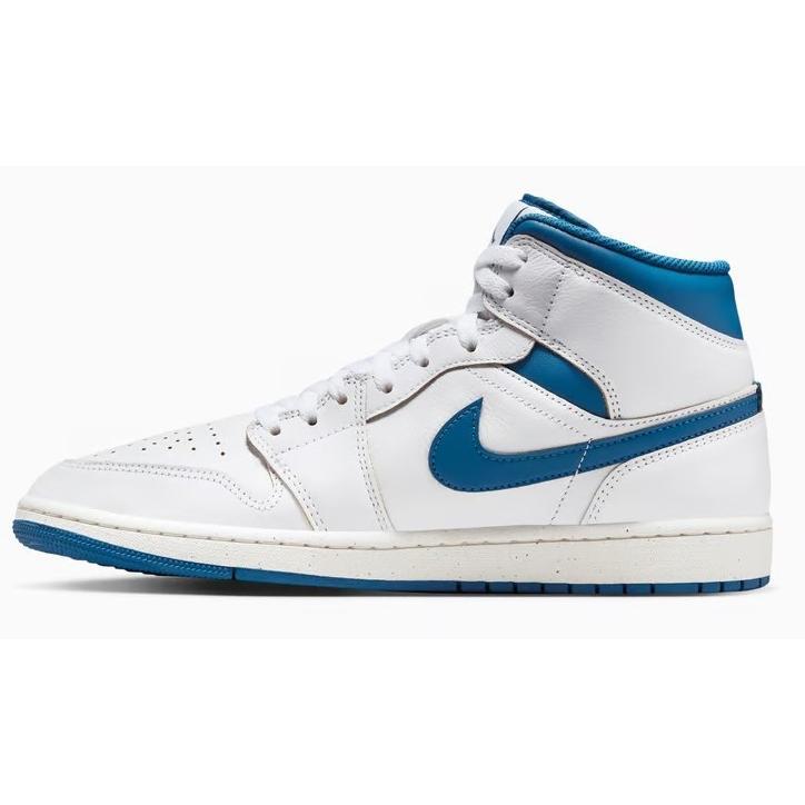 Men's Jordan 1 Mid SE White Industrial Blue-Sail (FN5215 141)