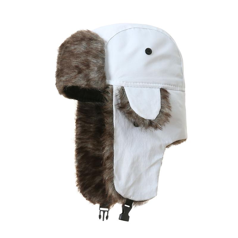 Trapper Warm Russian Trooper Hat with Faux Fur Ear Flaps Winter Skiing Cap for Women Men Windproof Hunting Hats