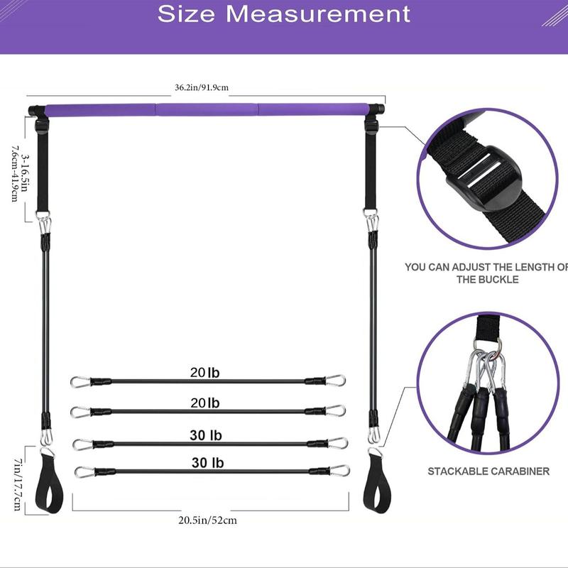 3 Sectional Pilates Bar with Stacking Resistance Band, 1 Set Pilates Bar Kit, Pilates Resistance, Home Gym Equipment for Women & Men, Exercise Equipment, Fall Gift, Christmas Gift