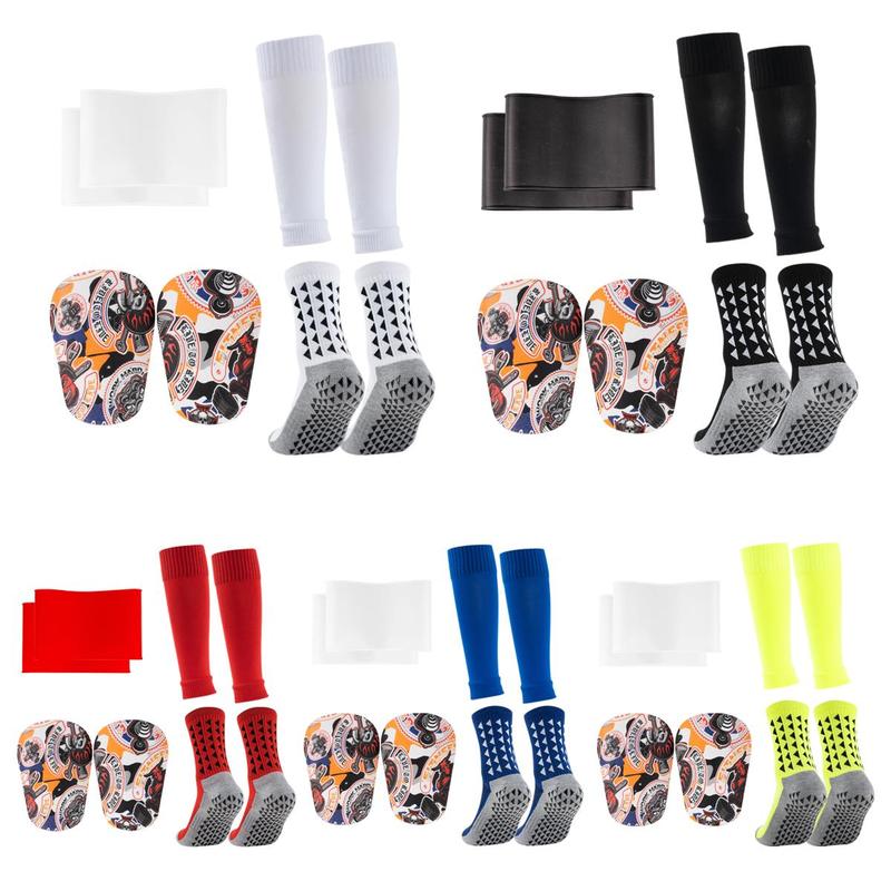 Football Shin Guards Set, 1 Set Non-slip Football Socks with Mini Silicone Shin Guard, Football Socks Set, Sports Equipment Suit for Adults