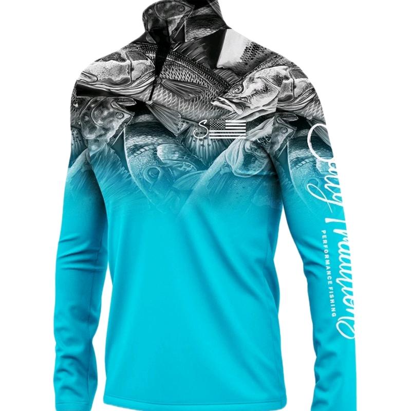 Salty Traditions Bright Blue Performance Shirt, Fishing, Outdoors