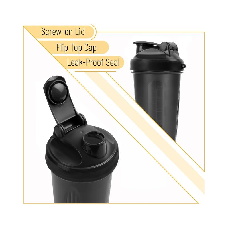 Protein Shaker Bottles - 20 oz Shaker Cups with Wire Whisk Ball for Smooth Mixing of Protein Shakes and Smoothies, Ideal for Fitness Enthusiasts.