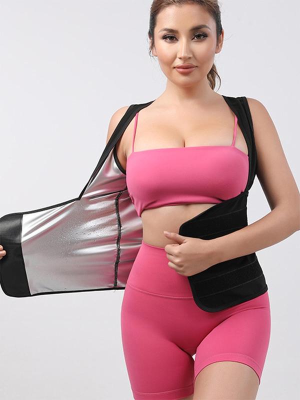 Women's Coated Waist Belt, Solid Sports Vest, Sauna Running Vest, Workout Tops, Adjustable Fitness Tank Top for Gym Yoga