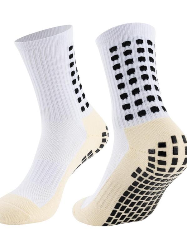 Men's 1 Pair Black\White Non-slip Silicone Crew Socks, Comfort Breathable Moisture Wicking Sports Socks, Men's Socks & Hosiery, Menswear