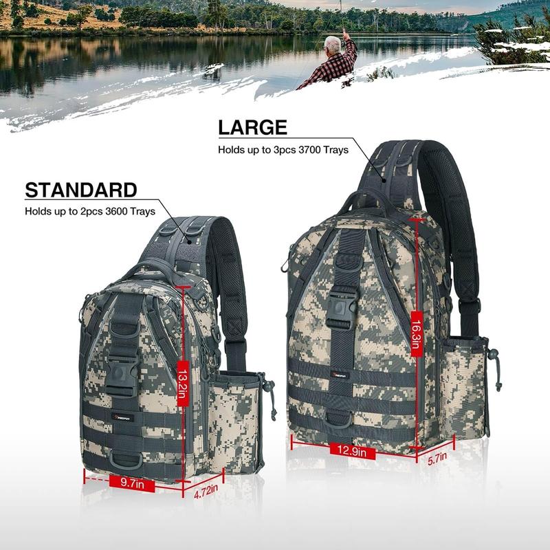 Fishing Tackle Backpack with Rod & Gear Holder, Lightweight Outdoor Water-Resistant Fishing Shoulder Storage Bag