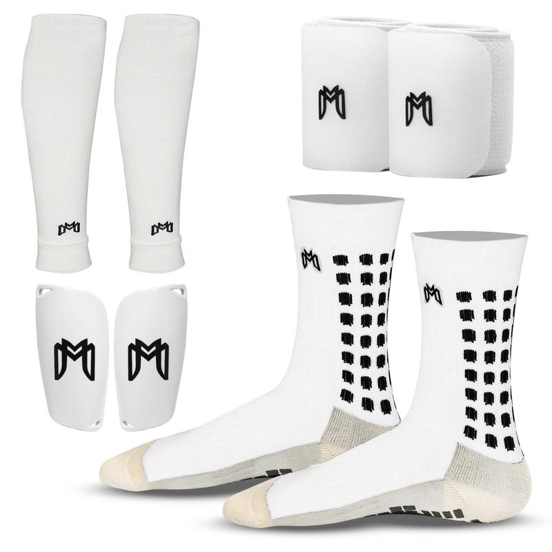 MediCaptain Elite Soccer Bundle - Grip Sock, Shin Guards, Pre-Cut Sock Sleeves, and Shin Guard Straps Bundle – Essential Equipment for Futbol Players