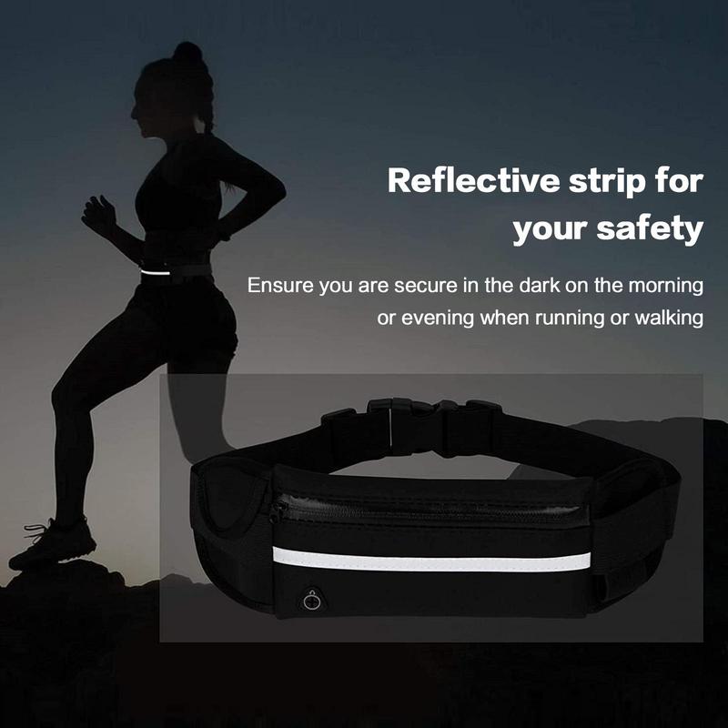 Running Belt Fanny Pack, Sweatproof Reflective Running Belt, Waterproof Jogging Pocket Belt, Sports Storage Bag for Hiking Cycling Workout