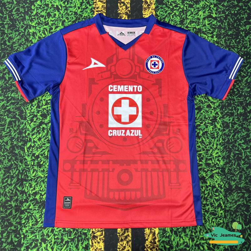 2425 CRUZ AZUL Home Away Red Short Sleeve Top Football Jerseys LIGAMX Fan Edition