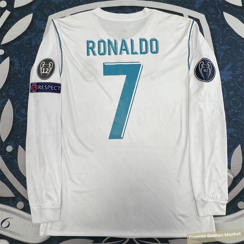 1718  Home Long Sleeve White No. 7 Ronaldo