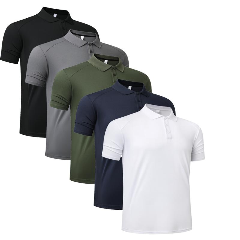 5 10 Pcs Moisture Wicking Breathable Quick Drying Collar Tops , Classic Soft Golf Shirt, Hot Selling Polo Collar Shirt Work Shirt