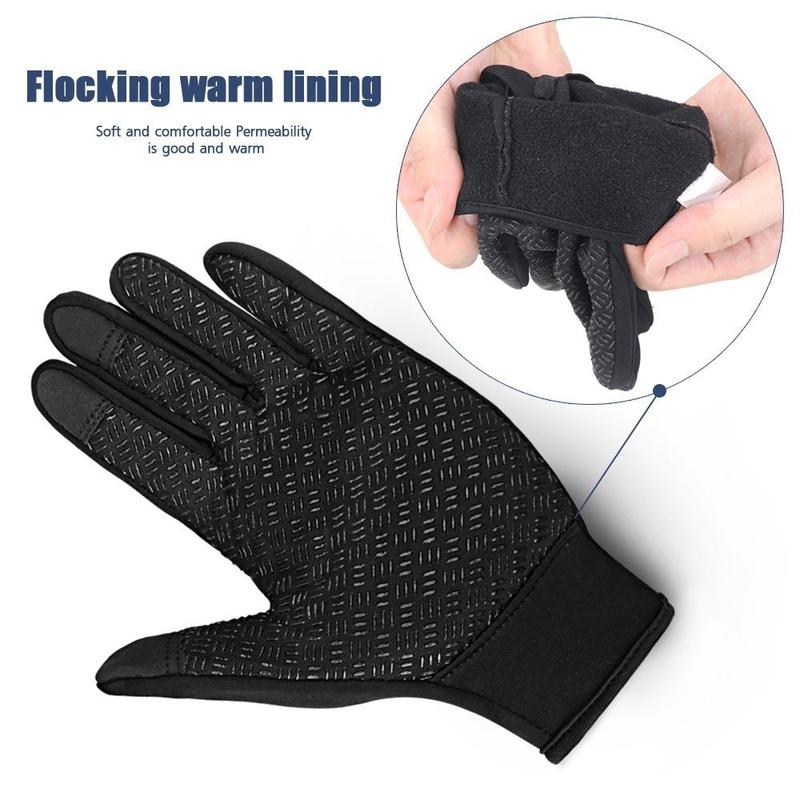 Touch Screen Windproof Gloves Men Thermal Outdoor Non-Slip Waterproof Windproof Plush Sports Gloves for Outdoor Running, Cycling, Fishing, Skiing