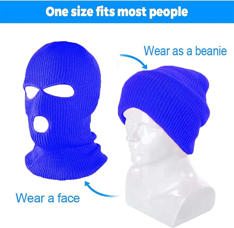 2 count 3 Hole Knitted Face Cover Double Thermal Windproof Winter Ski Mask for Outdoor Sports