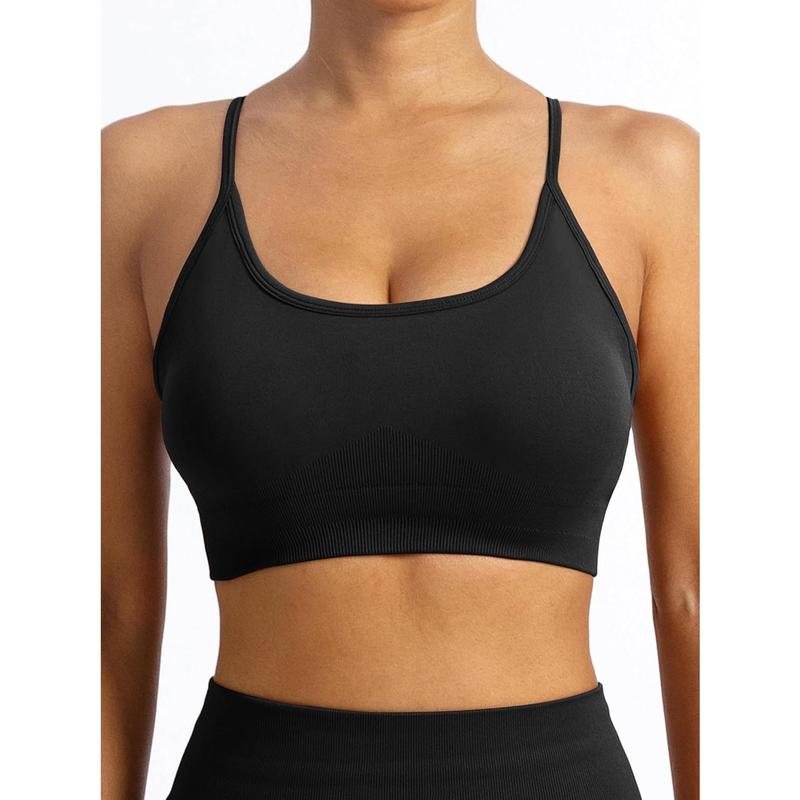 3 count Seamless Women's Workout Sports Bras Adjustable Strappy Athletic Gym Yoga Crop Bra