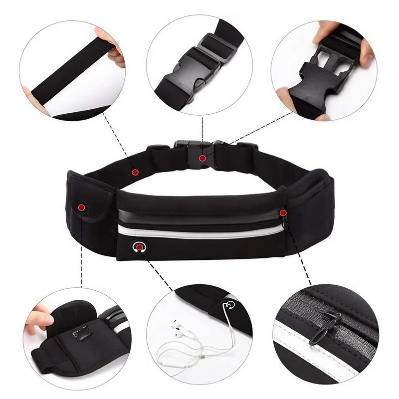 Running Belt Fanny Pack, Sweatproof Reflective Running Belt, Waterproof Jogging Pocket Belt, Sports Storage Bag for Hiking Cycling Workout