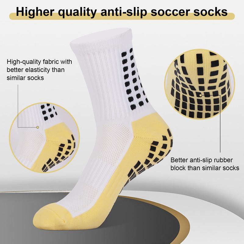 4 Pair Grip Soccer Socks Anti Slip Non Slip Men's Athletic Socks for Football Basketball Sports