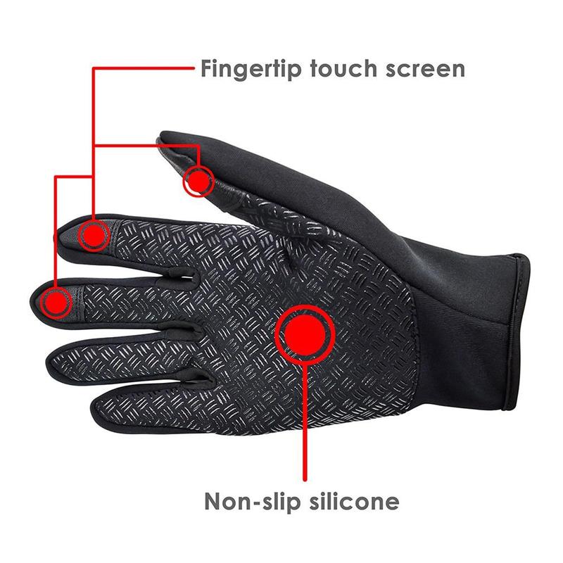 Touch Screen Windproof Gloves Men Thermal Outdoor Non-Slip Waterproof Windproof Plush Sports Gloves for Outdoor Running, Cycling, Fishing, Skiing