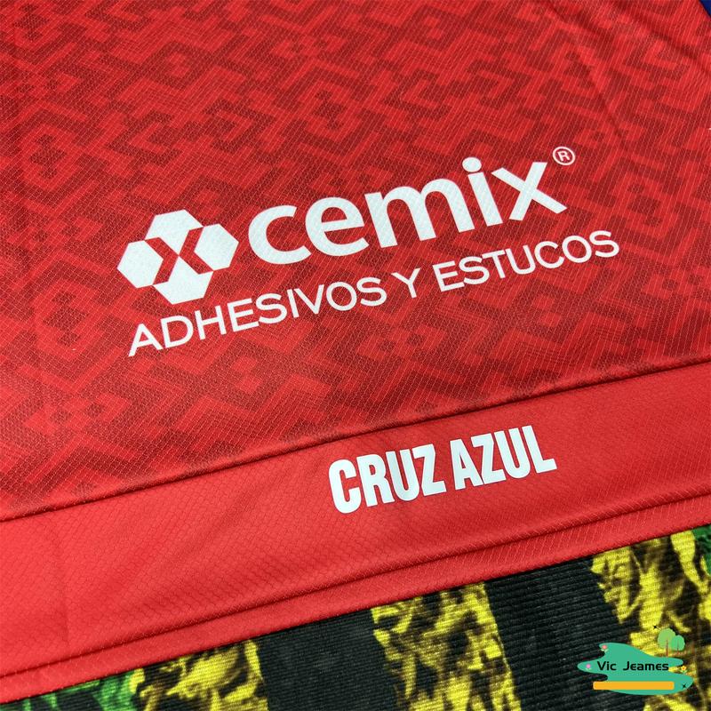 2425 CRUZ AZUL Home Away Red Short Sleeve Top Football Jerseys LIGAMX Fan Edition