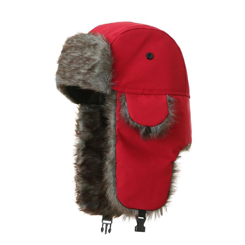 Trapper Warm Russian Trooper Hat with Faux Fur Ear Flaps Winter Skiing Cap for Women Men Windproof Hunting Hats