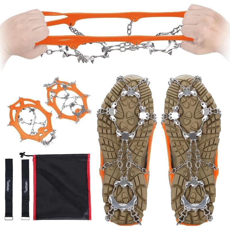 Christmas 19-tooth Stainless Steel Crampons, 1 Set Outdoor Snowshoeing Equipment, Essential Equipment for Off-road Mountaineering