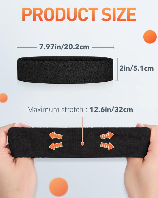 Sweatbands Sport Headbands for Men & Women,4 Pcs Terry Cloth Sweat Band for Tennis, Running, Basketball, Working Out, Execise - Athletic Sweat Cotton Headband Outdoor