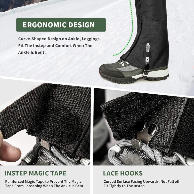 Leg Gaiters, 1000D Fabric Waterproof Boot Gaiters Walking Climbing Hunting Skiing