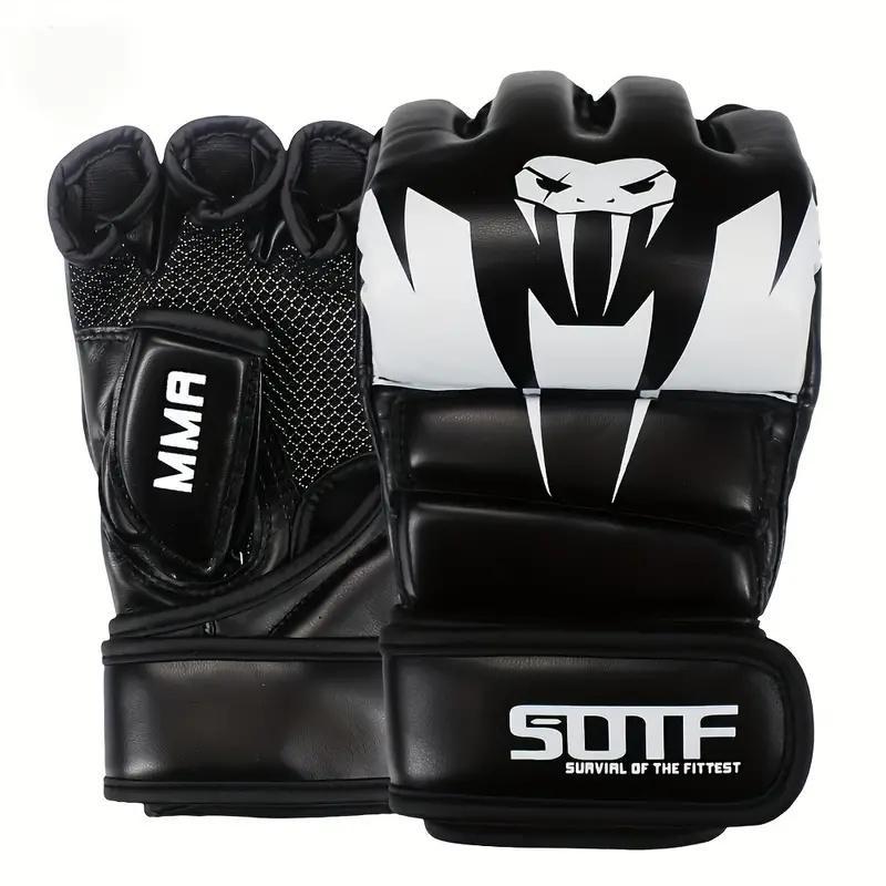 Comfort Adult Half Finger Combat Sanda Gloves, 1 Pair Non-slip Breathable MMA Gloves, Sports Boxing Equipment for Training, Protective Gear, Gym Accessories, Sports Gloves