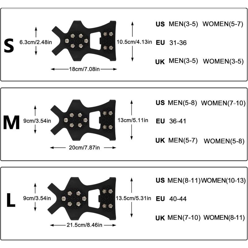 Crampons Ice Cleats for Shoes and Boots, Traction Cleats Ice Snow Grips with 10 Stainless Steel Spikes, Winter Outdoor Anti-Slip Crampon for Walking, Fishing, Climbing and Hiking