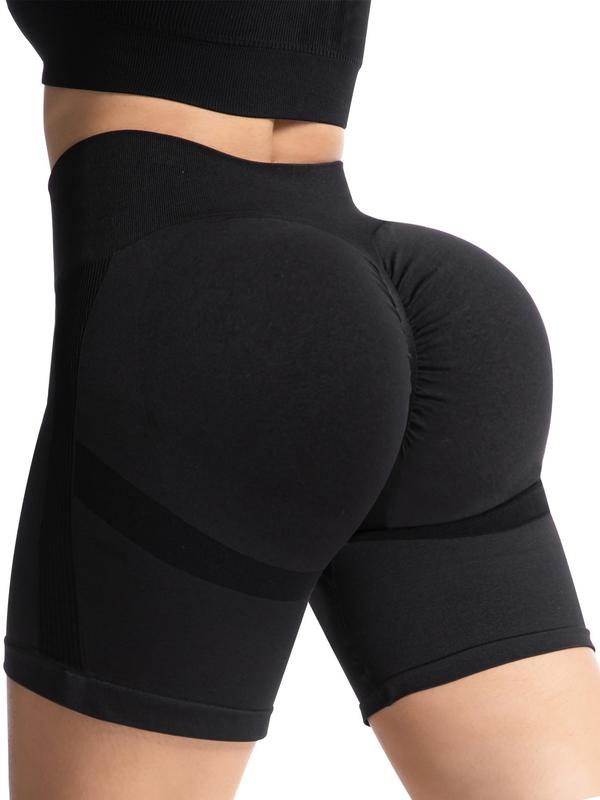  Solid High Waist Sports Shorts, Breathable Comfortable High Stretch Yoga Shorts, Ladies Sportswear for Indoor Outdoor Wear, Yoga Pants