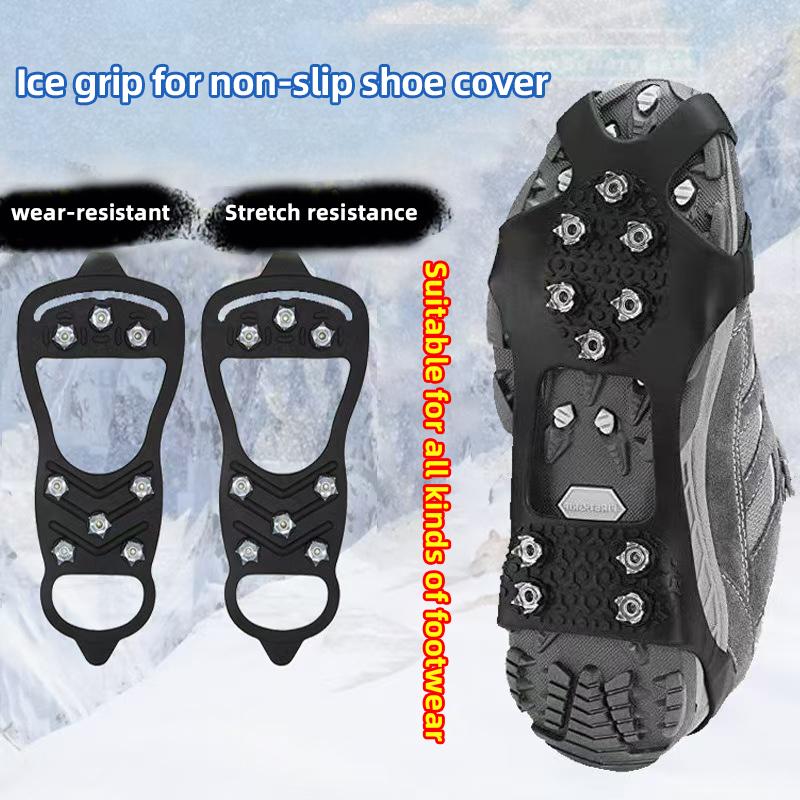 Universal Non Slip Gripper Spikes for Shoes, Ice Traction Cleat Grips with Steel Studs Crampon,Shoe Ice & Snow Grips for Ice Sports,Walking,Running,Hunting,Fishing Non-Slip Traction Cleats with Steel Studs