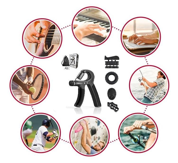 5 Pack 1 Pack Grip Strength Trainer Kit Adjustable Resistance Hand Gripper,Finger Exerciser,Hand Extension Exerciser,Stress Relief Ball and Forearm Workout Ring for Muscle Building Injury Recover