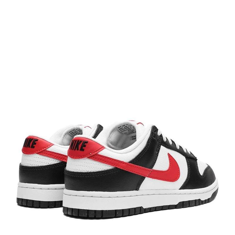 Nike Dunk Low Red Panda Swoosh White Black FB3354-001 Mens Sizing Fashion Sneakers