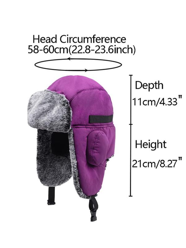 Winter Earflap Leifeng Hat, Ushanka Russian Bomber Hat, Faux Fur Hunting Hat, Waterproof Warm Thermal Trapper Cap, Outdoor Cycling Hat for Women & Men