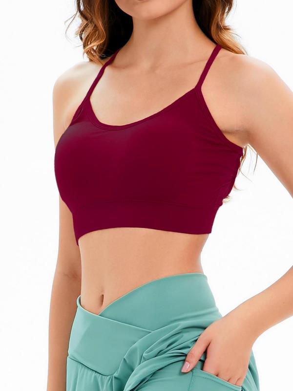 Women's Backless Criss Cross Sports Bra, Sporty Solid Color Wireless Sports Top, Sports Bra for Women, Summer Clothes Women, High Stretch Seamless Sports Bra for Yoga, Fall Outfits, Fallfreshness