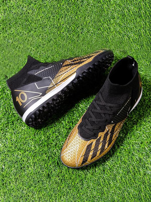 Men's Colorblock Lace Up Football Shoes, Casual Comfortable Breathable Football Shoes, Football Shoes For Training & Competition