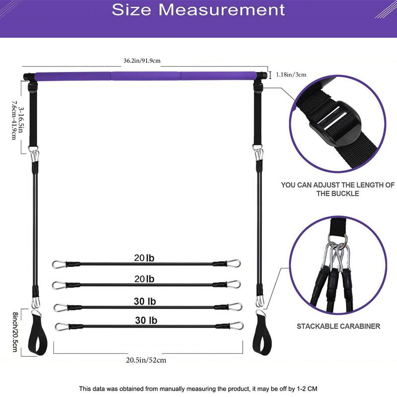 3 Sectional Pilates Bar with Stacking Resistance Band, 1 Set Pilates Bar Kit, Pilates Resistance, Home Gym Equipment for Women & Men, Exercise Equipment, Fall Gift, Christmas Gift