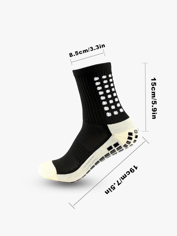 Men's 1 Pair Black\White Non-slip Silicone Crew Socks, Comfort Breathable Moisture Wicking Sports Socks, Men's Socks & Hosiery, Menswear