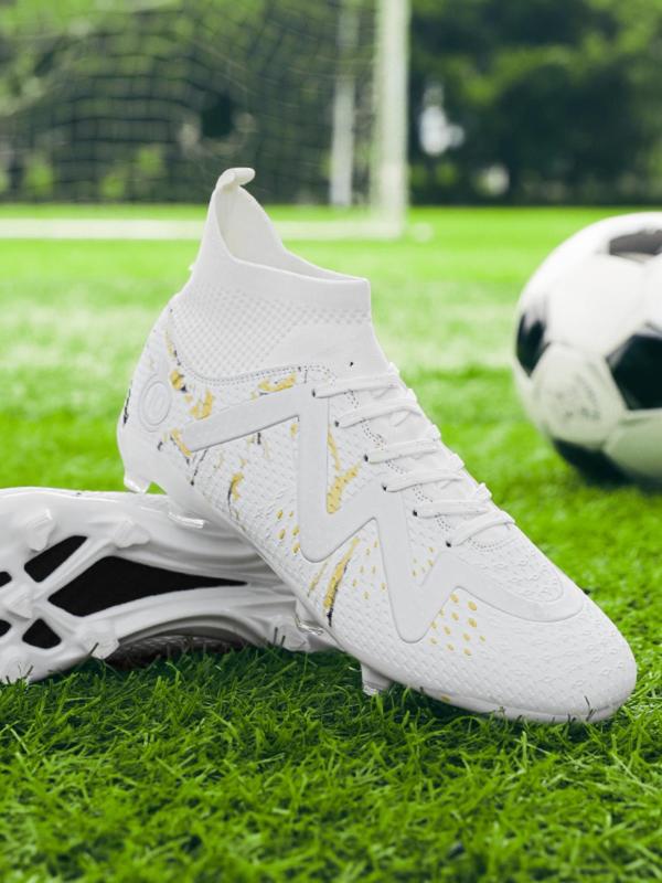 Sporty Unisex's All Over Print Football Shoes, 2024 Football Equipment, Fall Outfits, Sport Spiked High Top Lace Up Football Cleats, Fall Football Game Outfit, Back To School Soccer Shoes for Women Men