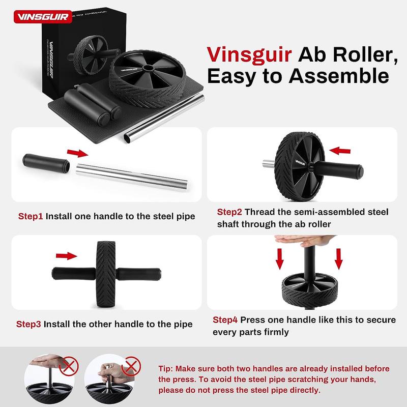 Vinsguir Ab Roller Wheel - Ab Workout Equipment for Difficult Abdominal & Core Strength Training, Home Gym Fitness Equipment, Exercise Wheel for Men Women Vinsguir