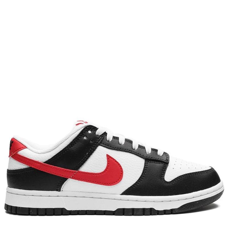 Nike Dunk Low Red Panda Swoosh White Black FB3354-001 Mens Sizing Fashion Sneakers