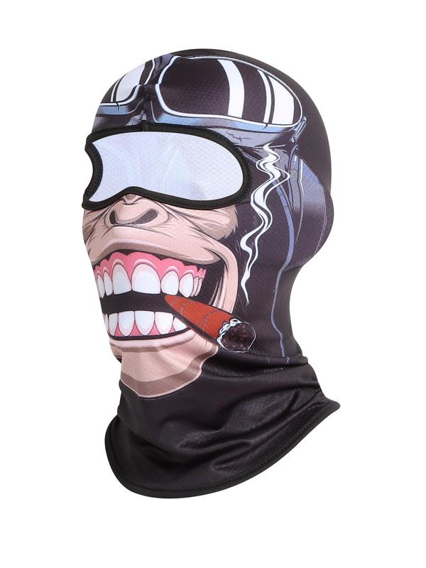 Breathable Cartoon Monkey Pattern Sporty Balaclava, Sun Protection Face Mask, Fall Clothes, Sports Headwear for Cycling Motorcycle Riding, UV Sun Protection Sports Face Cover, Fall Essentials