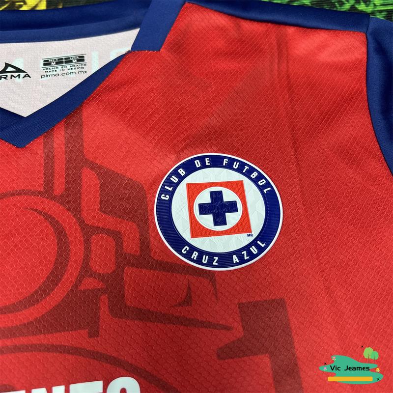 2425 CRUZ AZUL Home Away Red Short Sleeve Top Football Jerseys LIGAMX Fan Edition