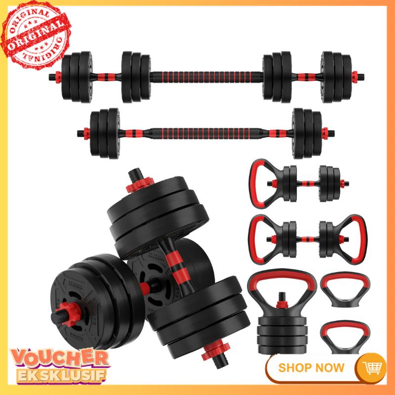 BalanceFrom 60LB 4-in-1 Portable Changeable Dumbbell, Barbell, and Kettlebell Set with Adjustable Weights