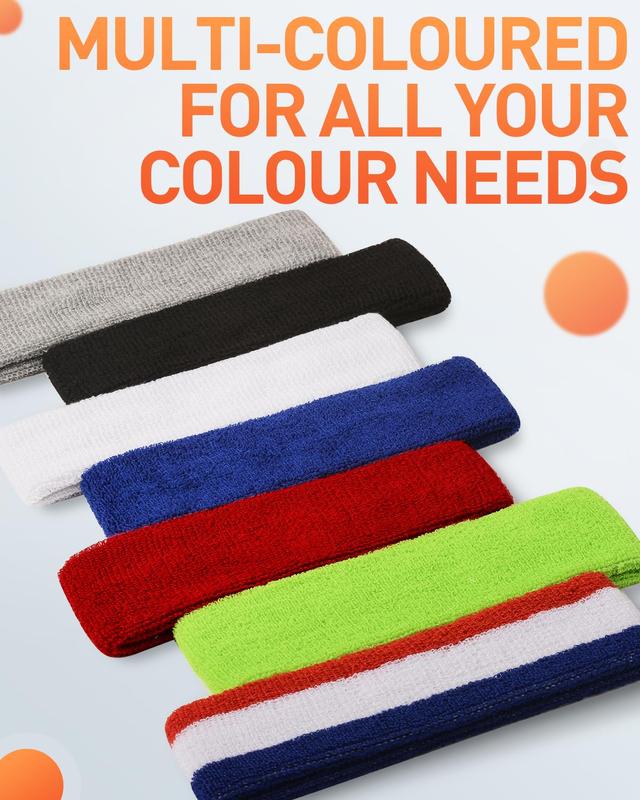 Sweatbands Sport Headbands for Men & Women,4 Pcs Terry Cloth Sweat Band for Tennis, Running, Basketball, Working Out, Execise - Athletic Sweat Cotton Headband Outdoor