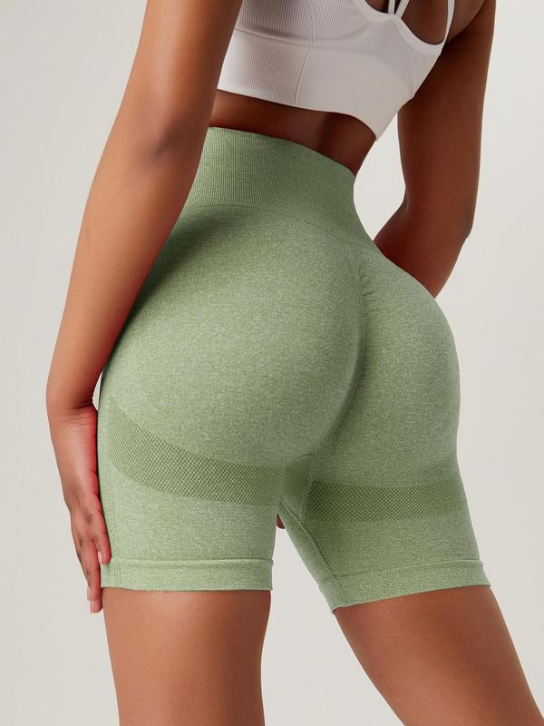 Sporty Women's Solid Color High Waist Sports Skinny Gym Shorts, Seamless Tummy Control Hip Lifting Yoga Short Leggings, Ladies Sportswear for Indoor Outdoor Wear