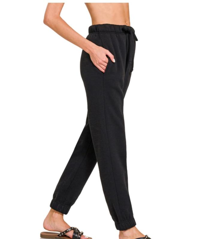 Fleece jogger sweatpants with pockets