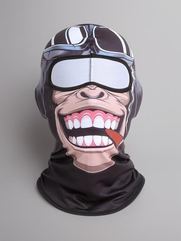 Breathable Cartoon Monkey Pattern Sporty Balaclava, Sun Protection Face Mask, Fall Clothes, Sports Headwear for Cycling Motorcycle Riding, UV Sun Protection Sports Face Cover, Fall Essentials